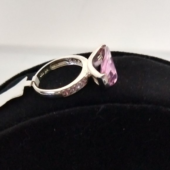 6ct+ Pink Cubic Zirconia Cocktail Ring in Sterling - Picture 6 of 11